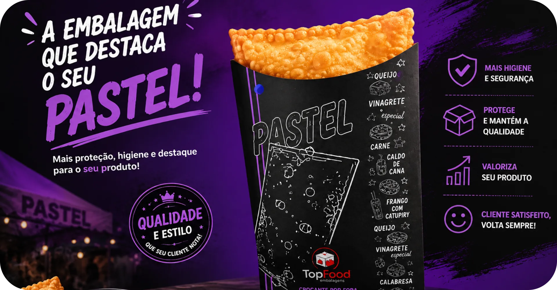 A embalagem que destaca o seu pastel — TopFood